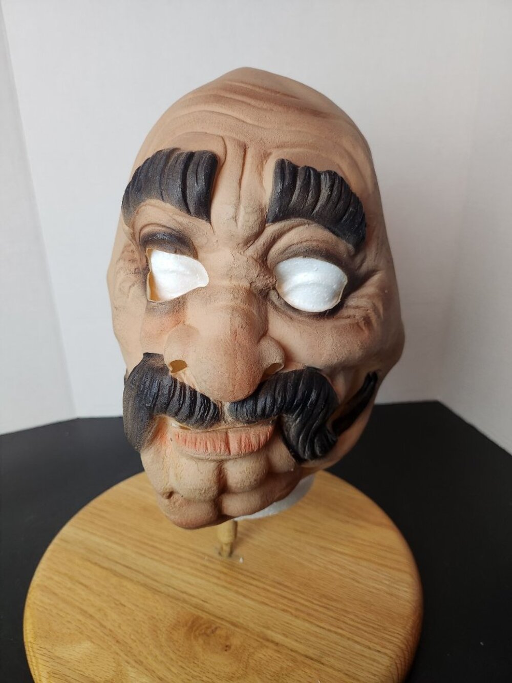 Vintage Cesar Latex Old Man Mask Bald Handlebar Mustache Full Head Halloween